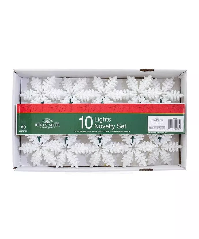 10-Light White Snowflake Light Set