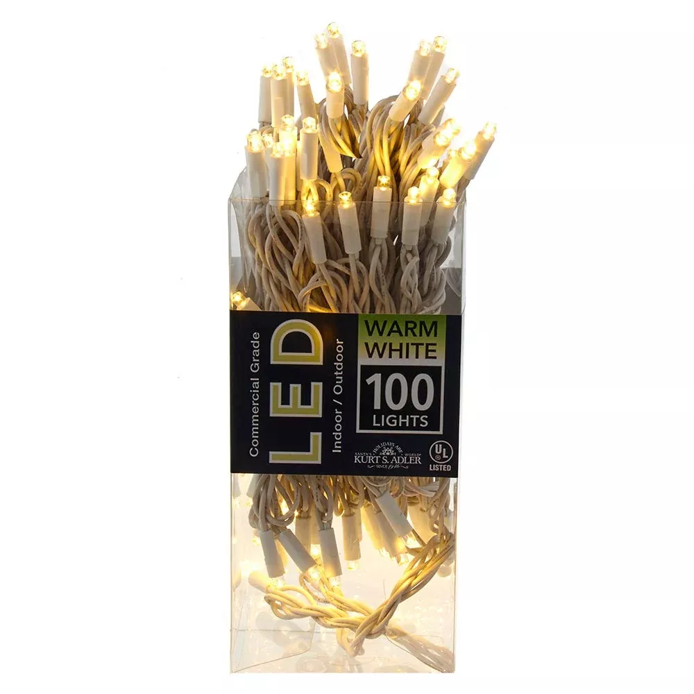 100-Light 5MM Warm White LED White Wire Light Set