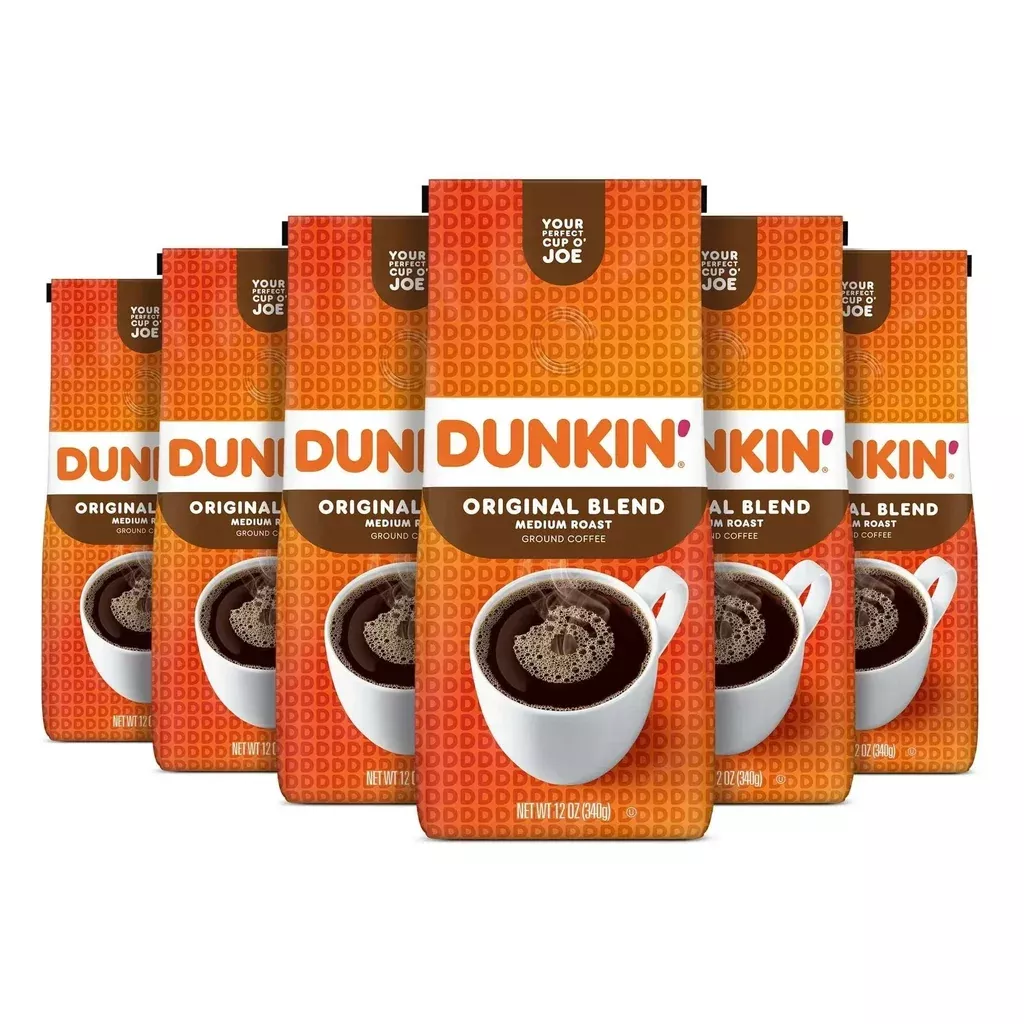 (6 pack) Dunkin’ Original Blend Medium Roast Ground Coffee, 12 oz Bag