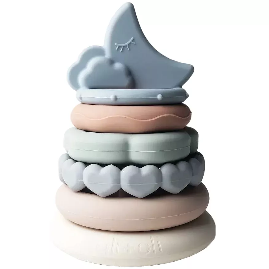Ali + Oli Silicone Stacking Rings Sensory Toy - 6 pc.