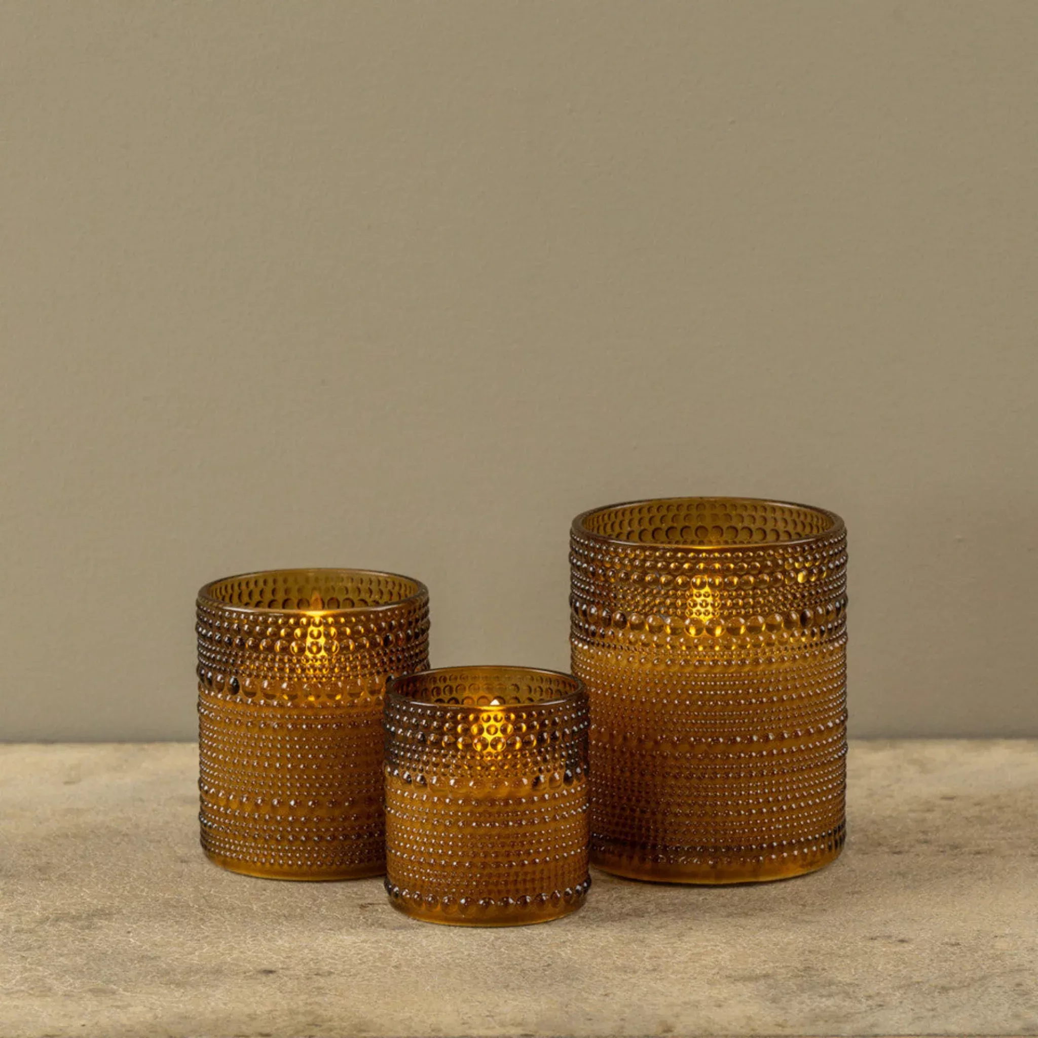 Amber Dotted Glass Flame Candle