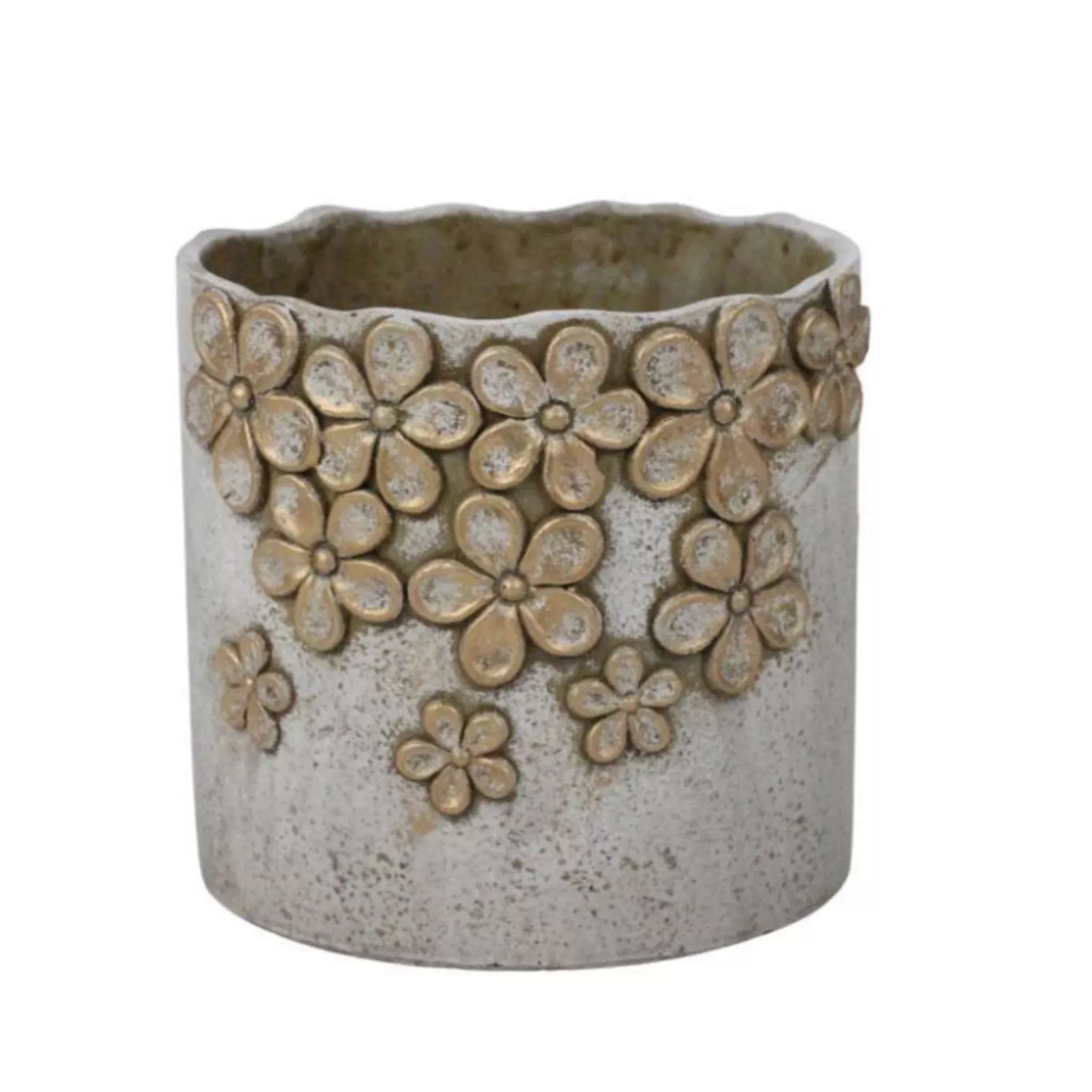 Antique Gold Flower Cement Pot