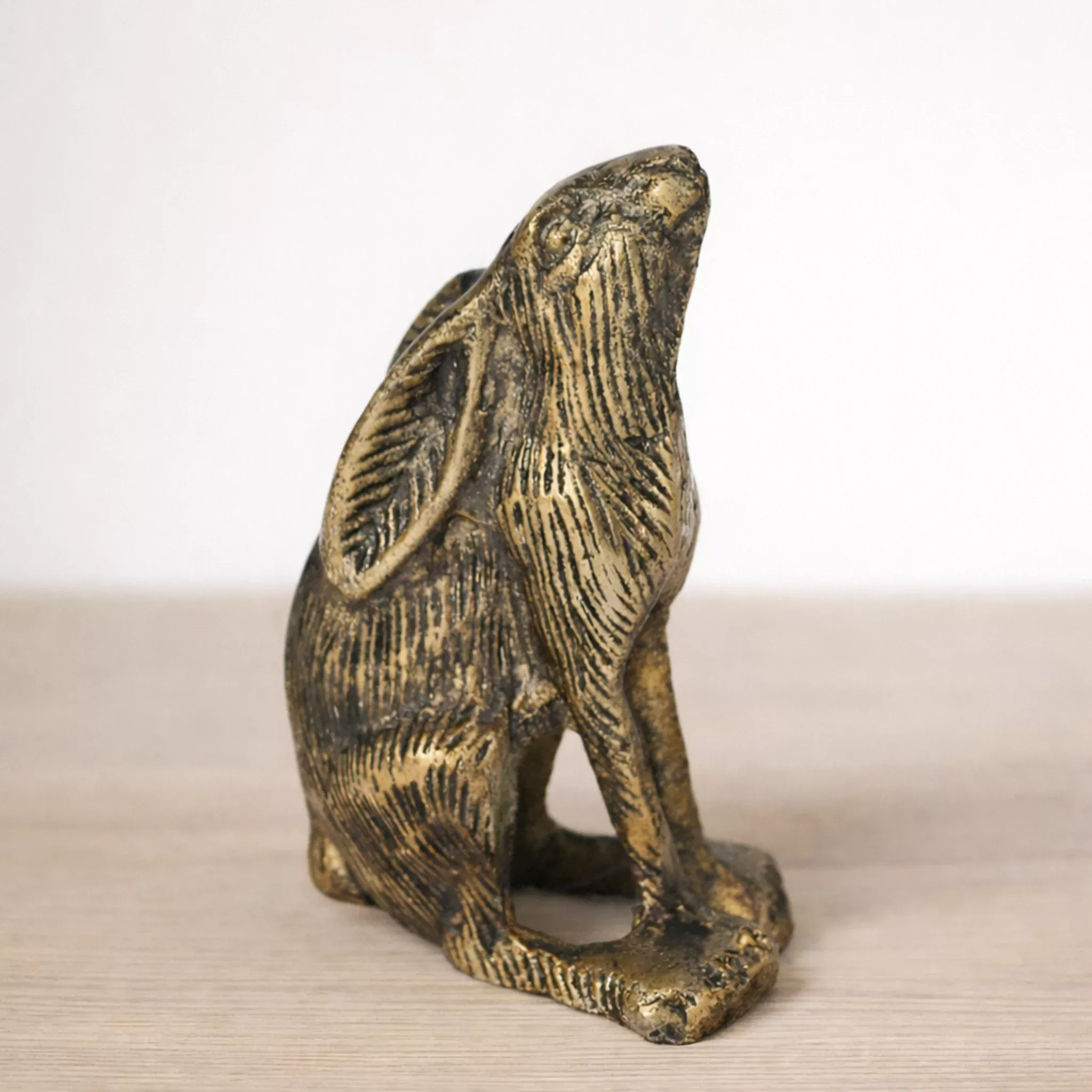 Antique Gold Sitting Rabbit Figurine