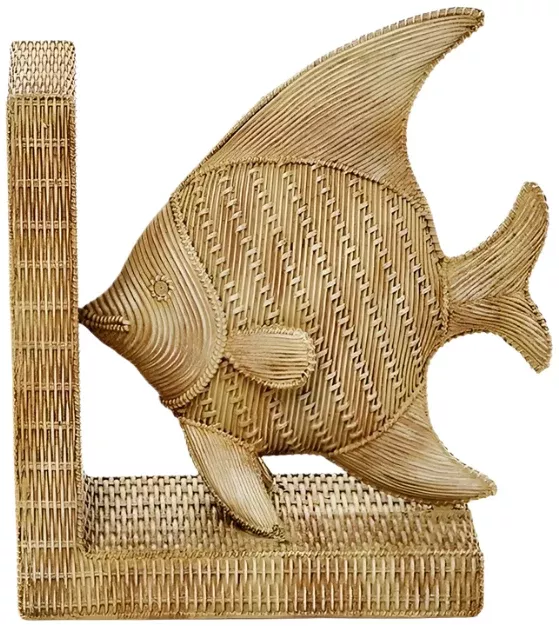 Basketweave Resin Fish-Shaped Bookend