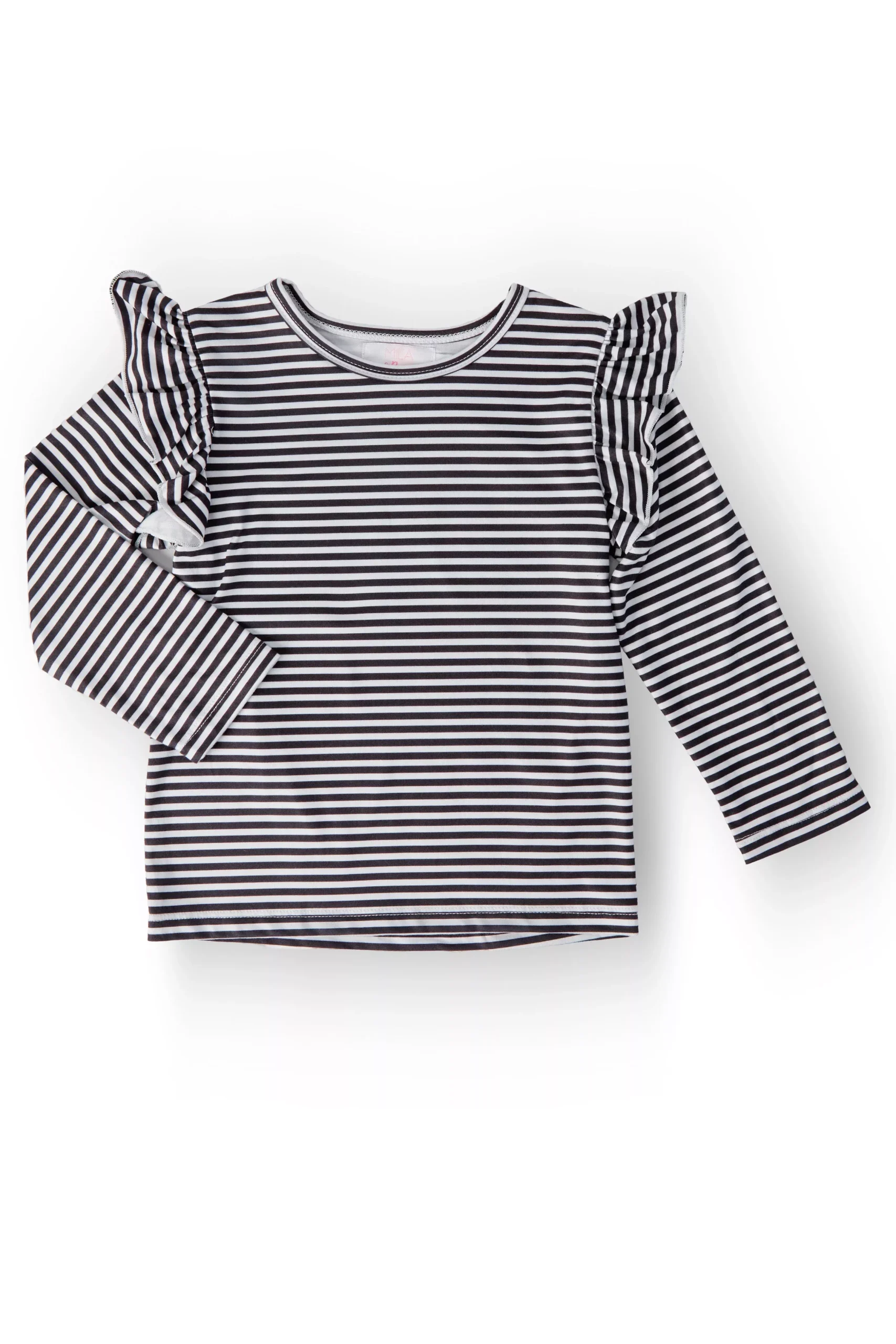 Black & White Stripe L /S Ruffle Tee