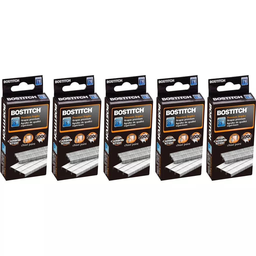 Bostitch 1/4" Premium Staples, Standard Chisel Point, 5,000 Staples, 5-count