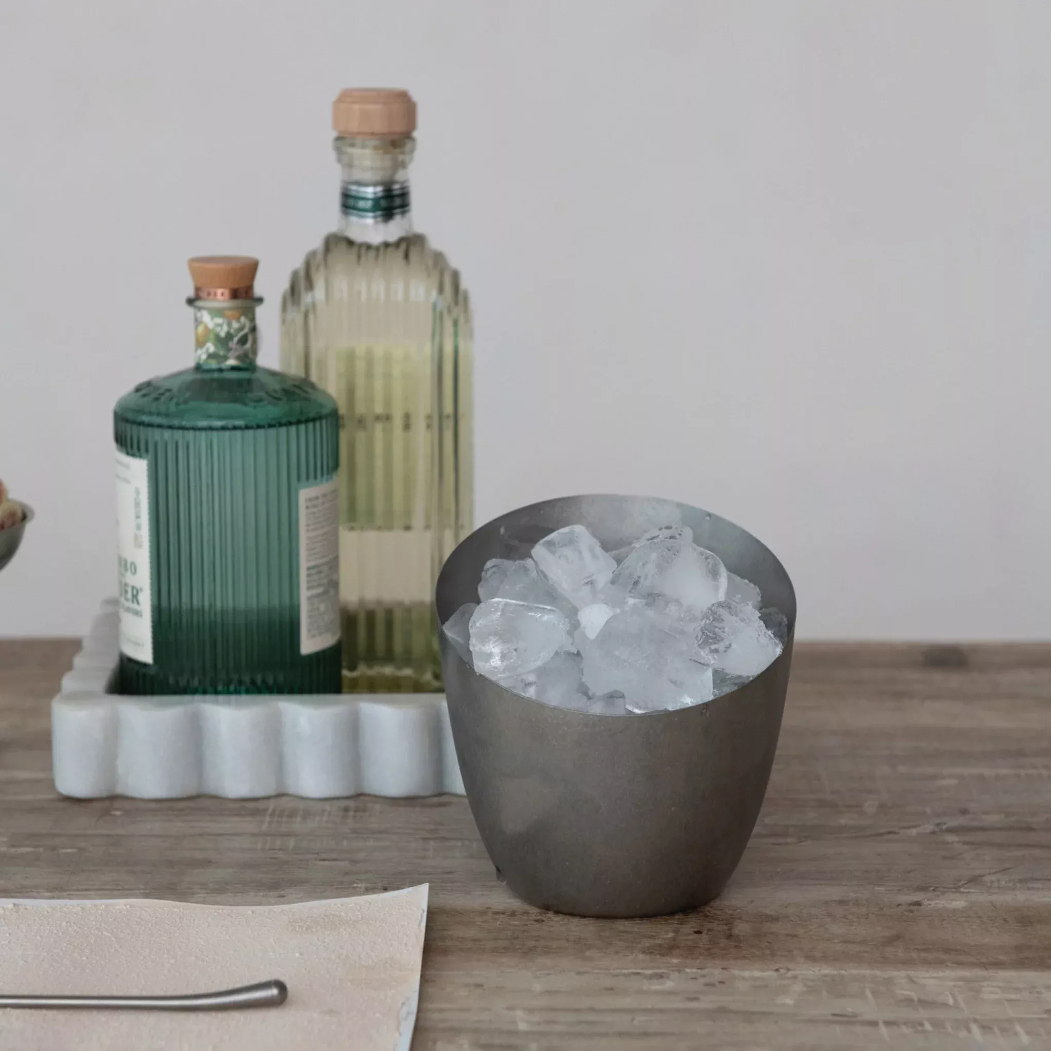 Brushed Pewter Slanted Container