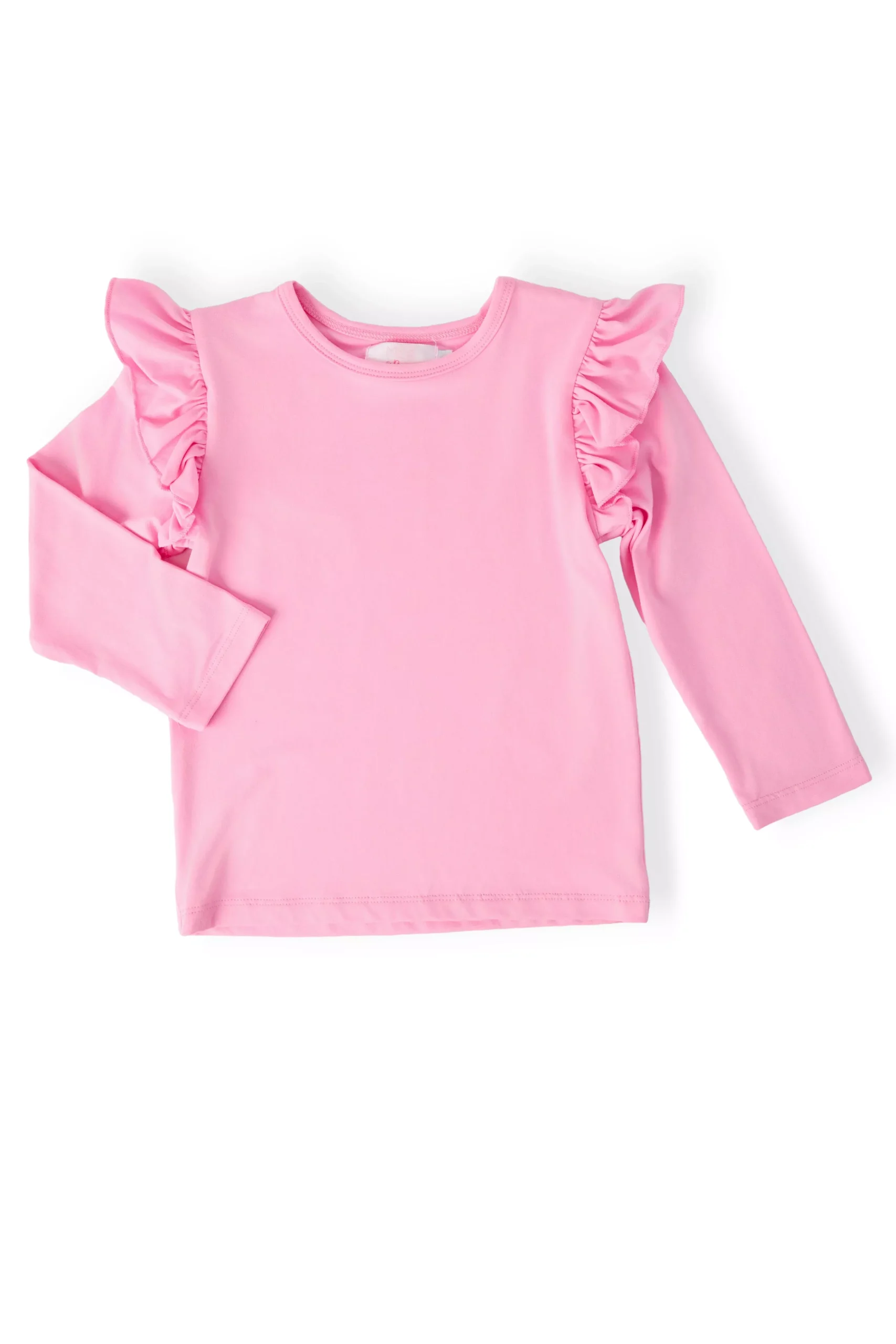 Bubblegum Pink L /S Ruffle Tee