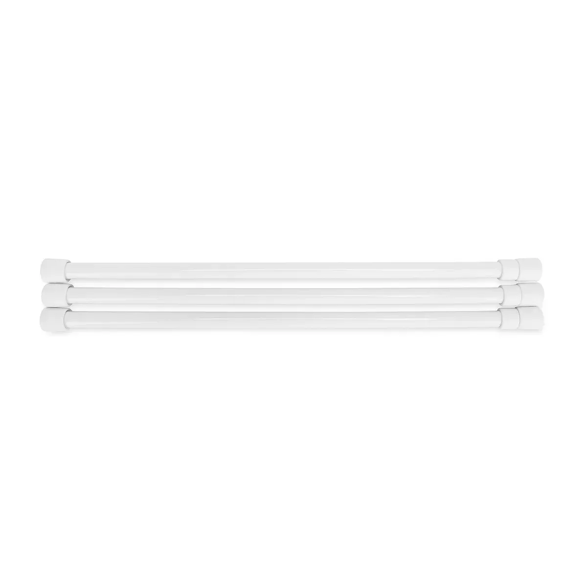 Camco 44053 28" RV Refrigerator Bar, Holds Food and Drinks in Place During Travel, Prevents Messy Spills, Spring Loaded and Extends Between 16" and 28" - White (3 Pack) (44074)