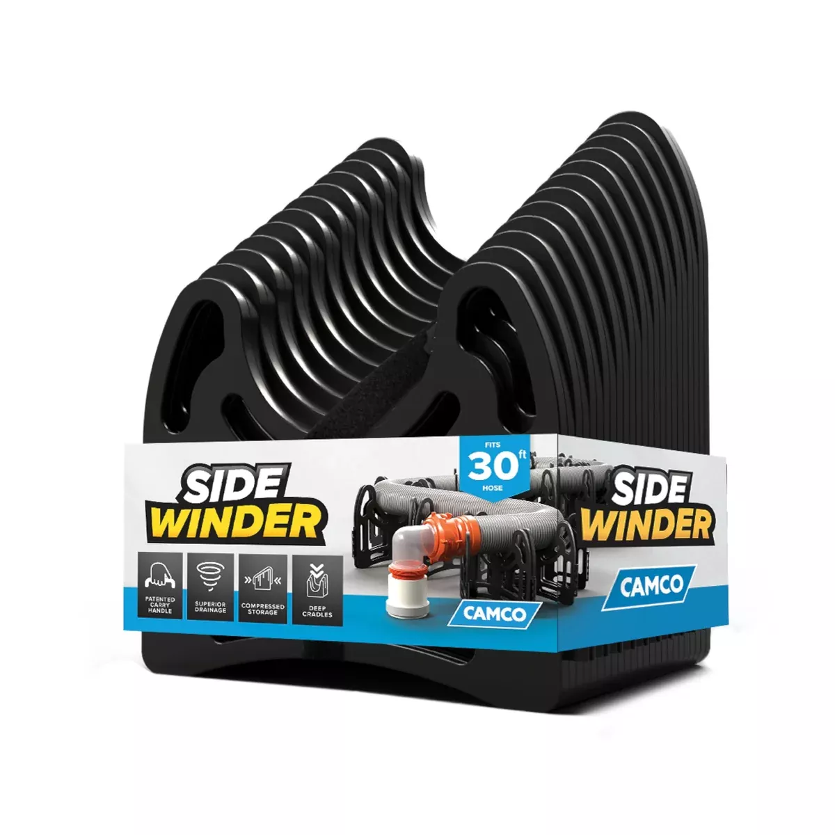 Camco Sidewinder 30-Ft RV Sewer Hose Support - Flexible Telescoping Design for Avoiding Obstacles & Deep Cradles Secure RV Sewer Hose - Out-of-The-Box Ready & Folds for RV Storage (43061)