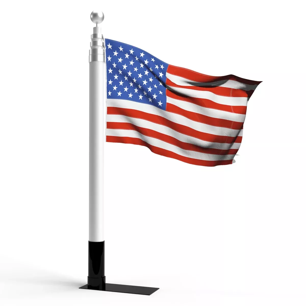 Camco Telescoping Camper/RV Flagpole Kit - Features Adjustable Pole Height Extends to 20-Ft & Collapses to 65-In - Includes Tire-Anchored Flagpole Holder, Storage Bag & 3’ x 5’ American Flag (51600)