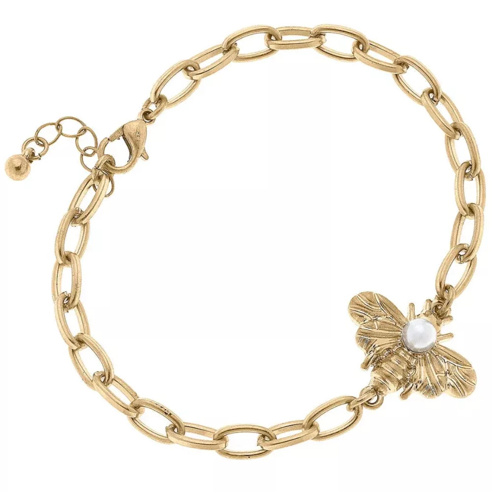 Canvas Style Calloway Bumble Bee & Pearl Chain Bracelet