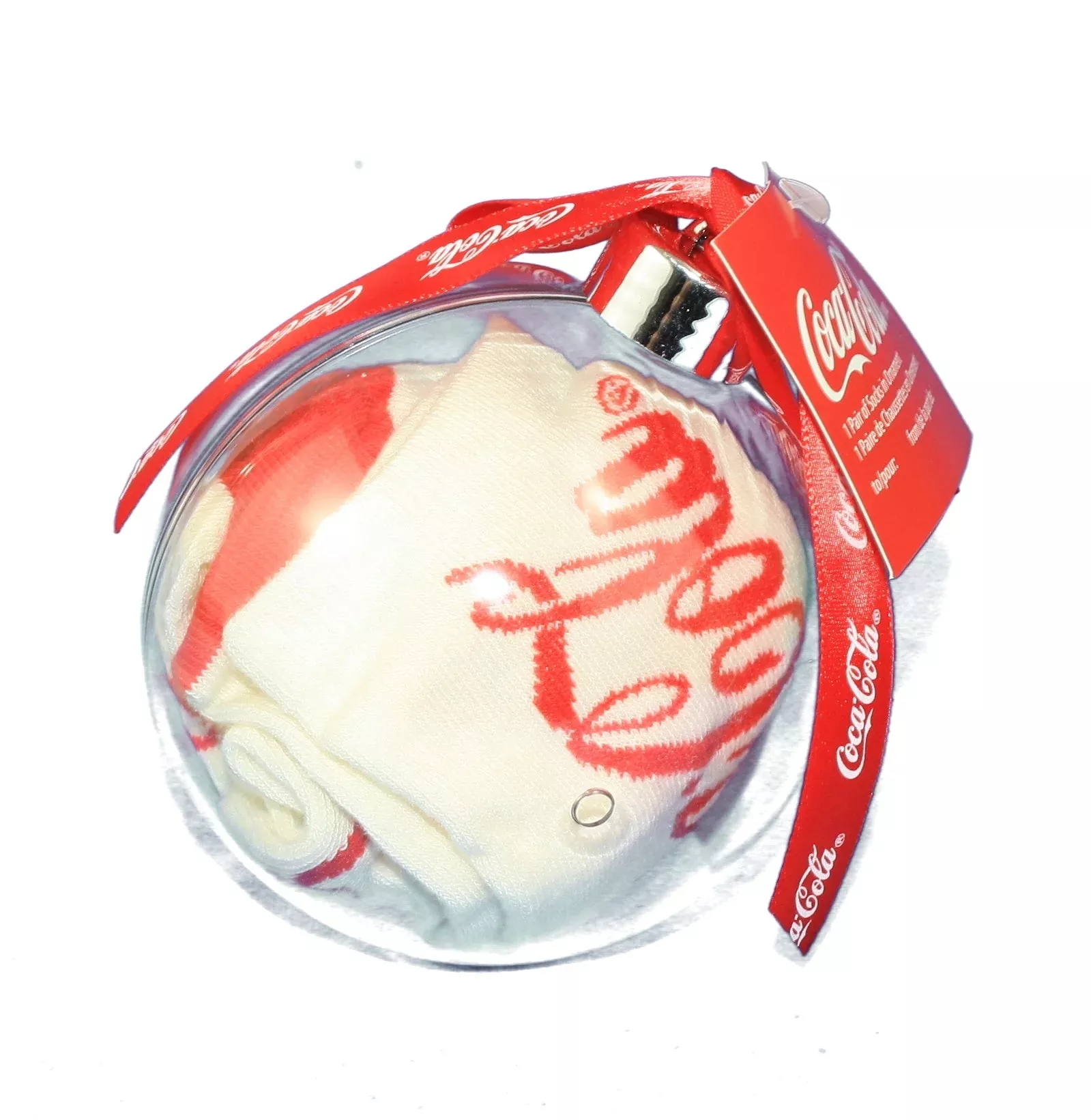 Coca-Cola Socks In Acrylic Ball - White