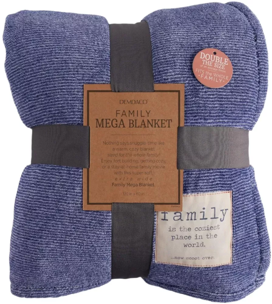 Demdaco Mega-Sized Polyester Family Blanket (Blue) - 5' x 10'