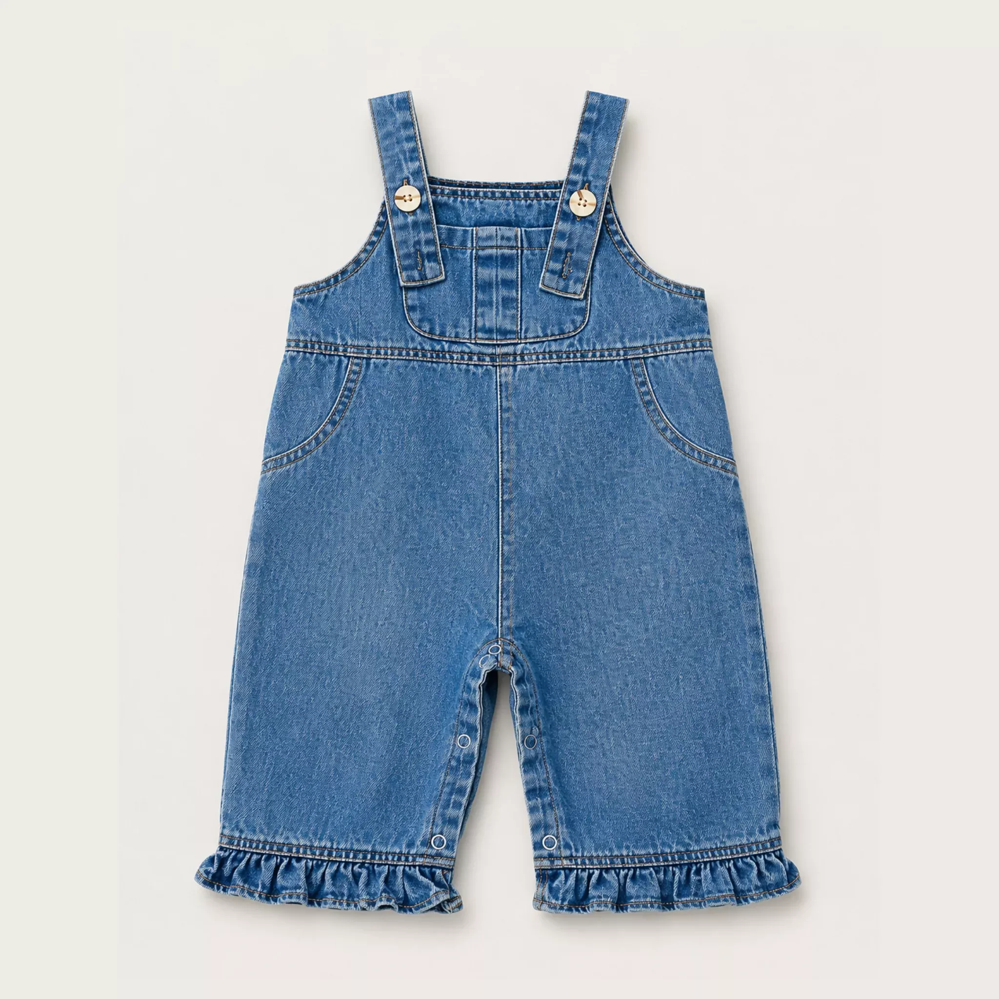Denim Ruffle Overalls