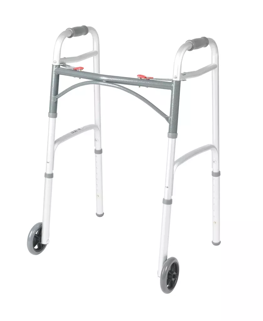 Drive Medical Deluxe Two Button Folding Walker with Wheels