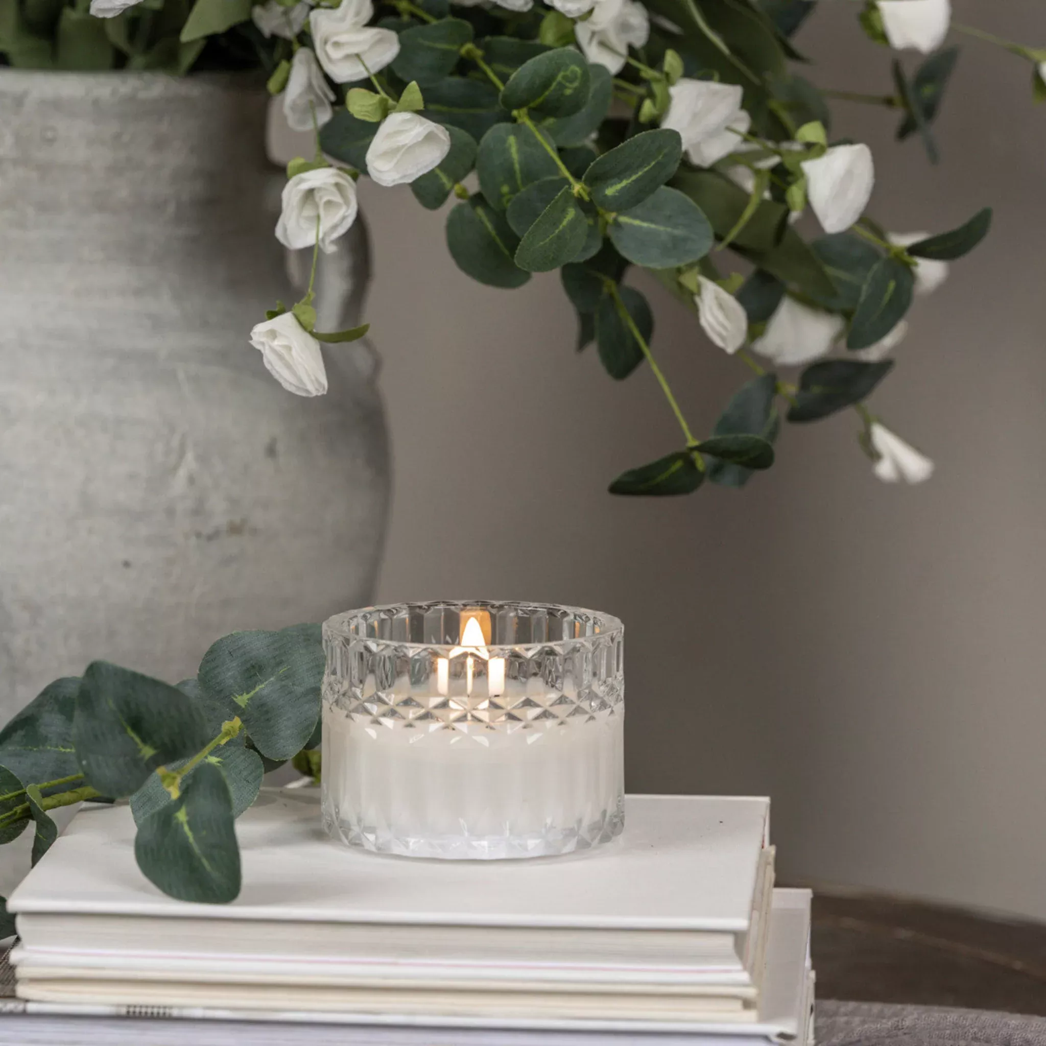 Faceted Glass Flame Candle