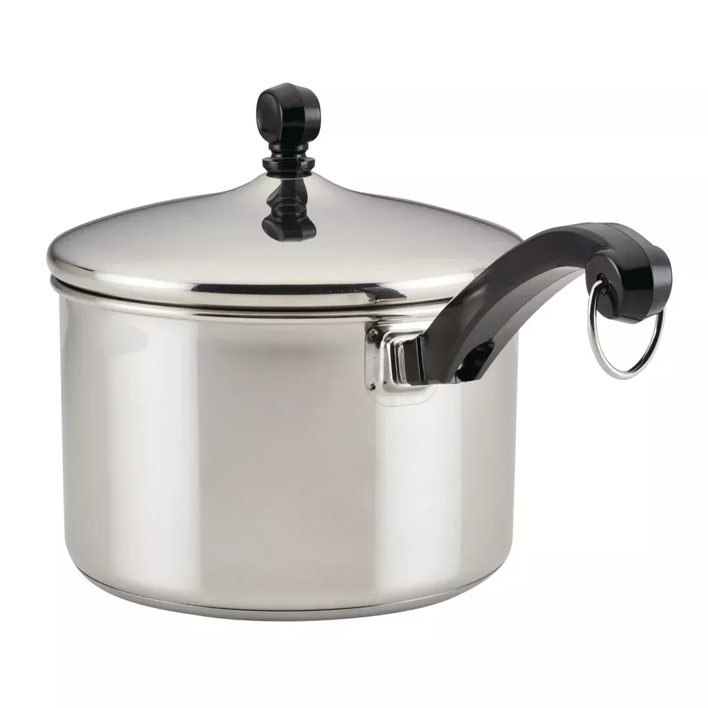 Farberware Classic Series 3 Quart Stainless Steel Sauce Pan with Lid, Induction Compatible, Metal Utensil and Dishwasher Safe, Stainless Steel