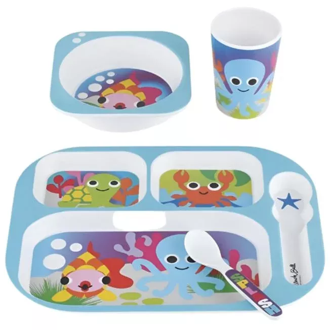 French Bull Kids Snack Tray Set (Ocean Pattern)