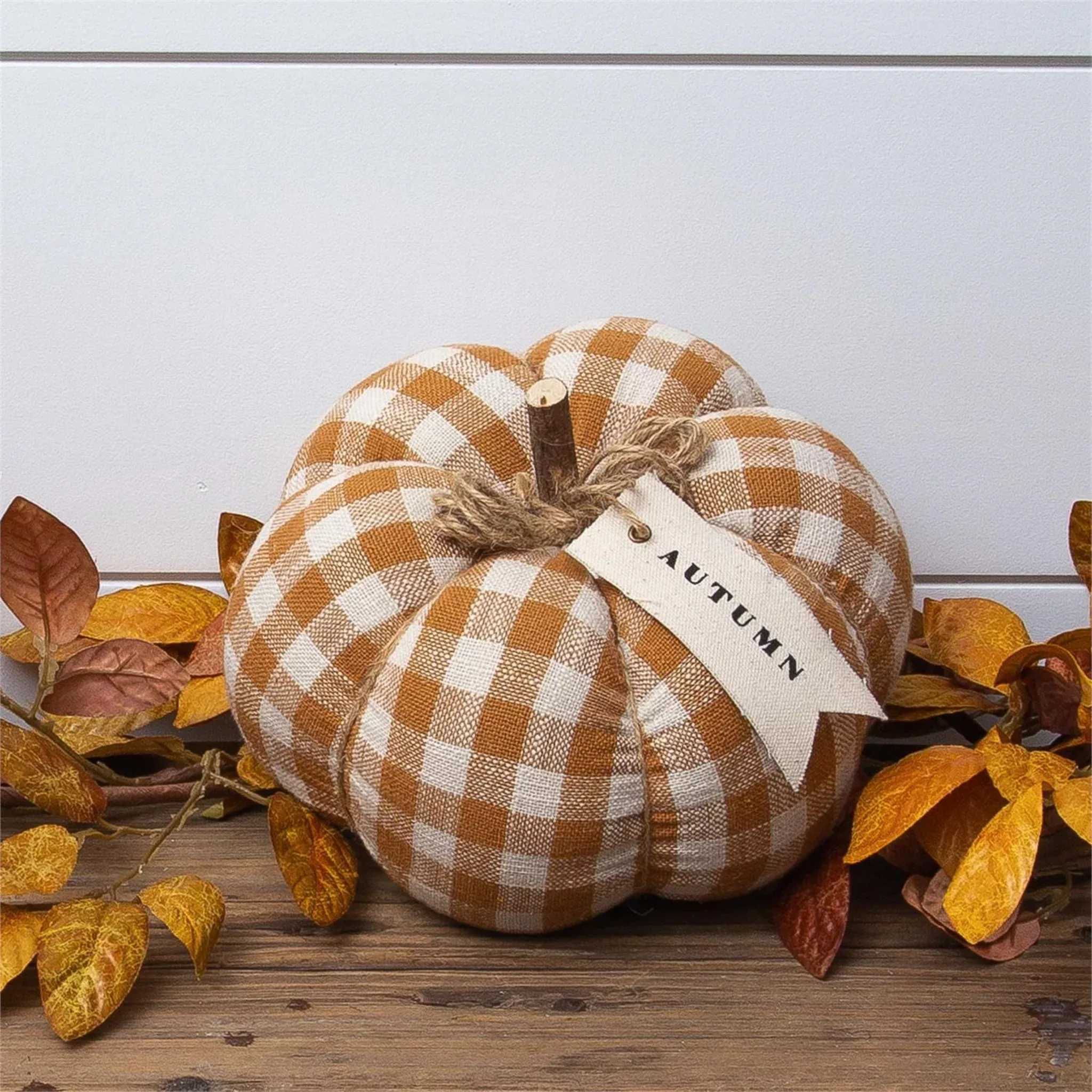 Golden Autumn Plaid Pumpkin