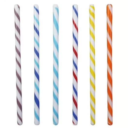 Hand-Blown Candy Cane Stripe Glass Cocktail Stir Sticks - 6 pc.
