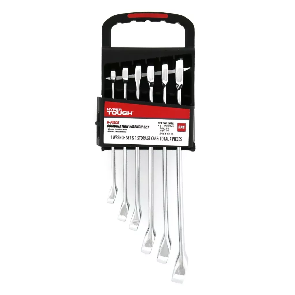Hyper Tough 6-Piece SAE Combination Wrench Tool Set, Hand Tools
