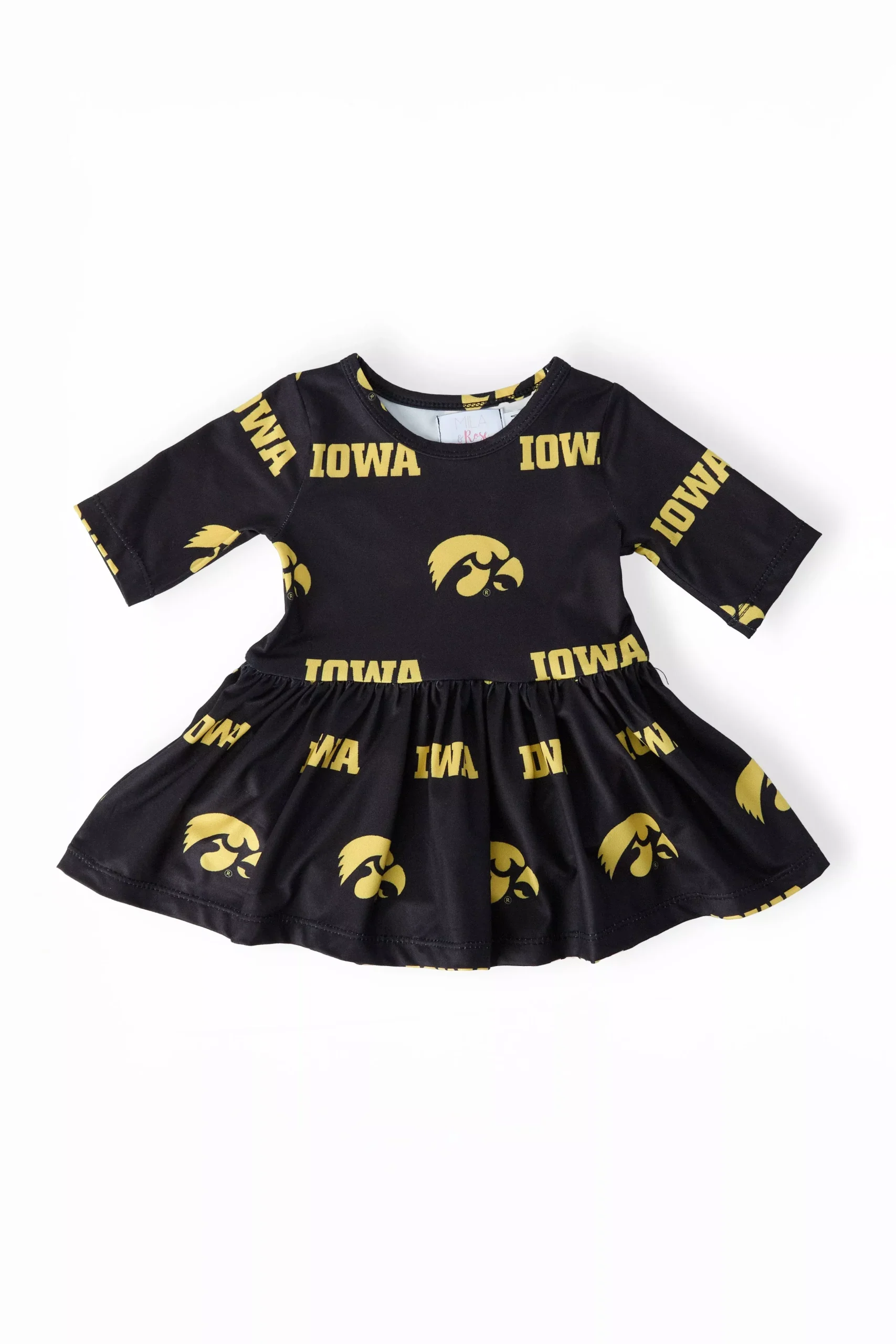 Iowa Black Tigerhawk 3 /4 Sleeve Twirl Bodysuit