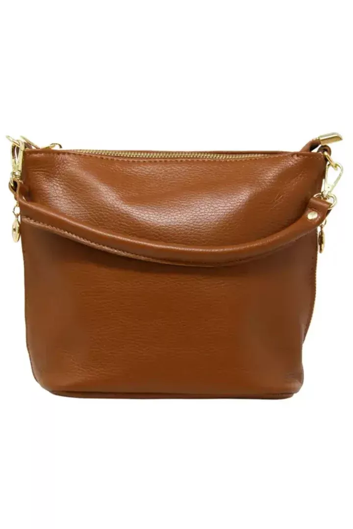 Italian Leather Mid Zip Bag