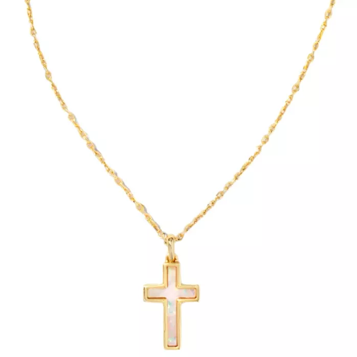 Kendra Scott Gold & White Opal Cross Pendant Necklace
