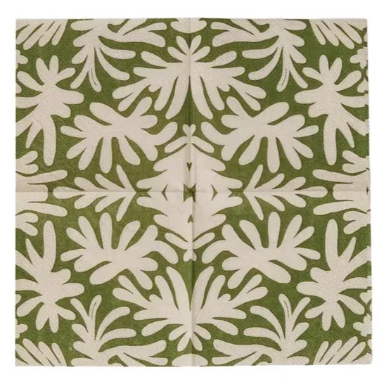 Leaf Patterned Paper Cocktail Napkins - 50 pc.