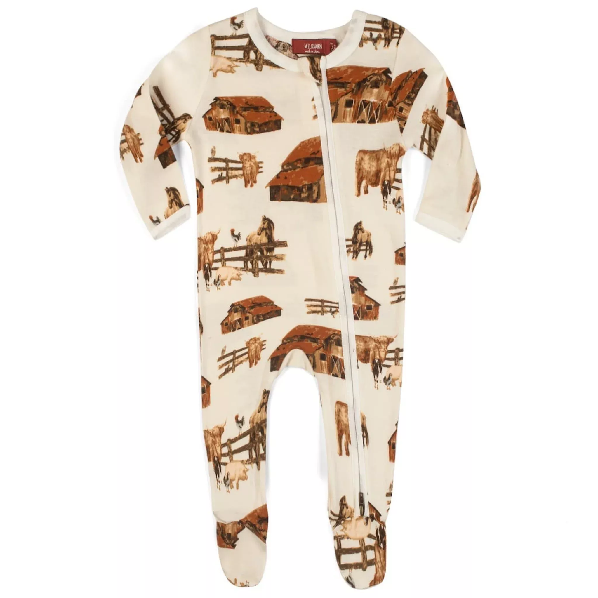 Milkbarn Homestead Zip Footed Romper