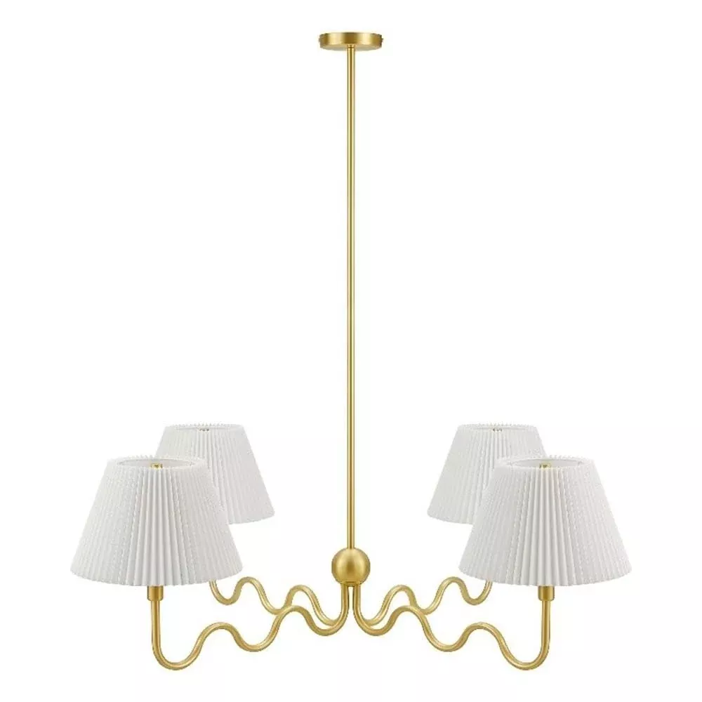 Modway Wave Squiggle 4-Light Pendant in Brass