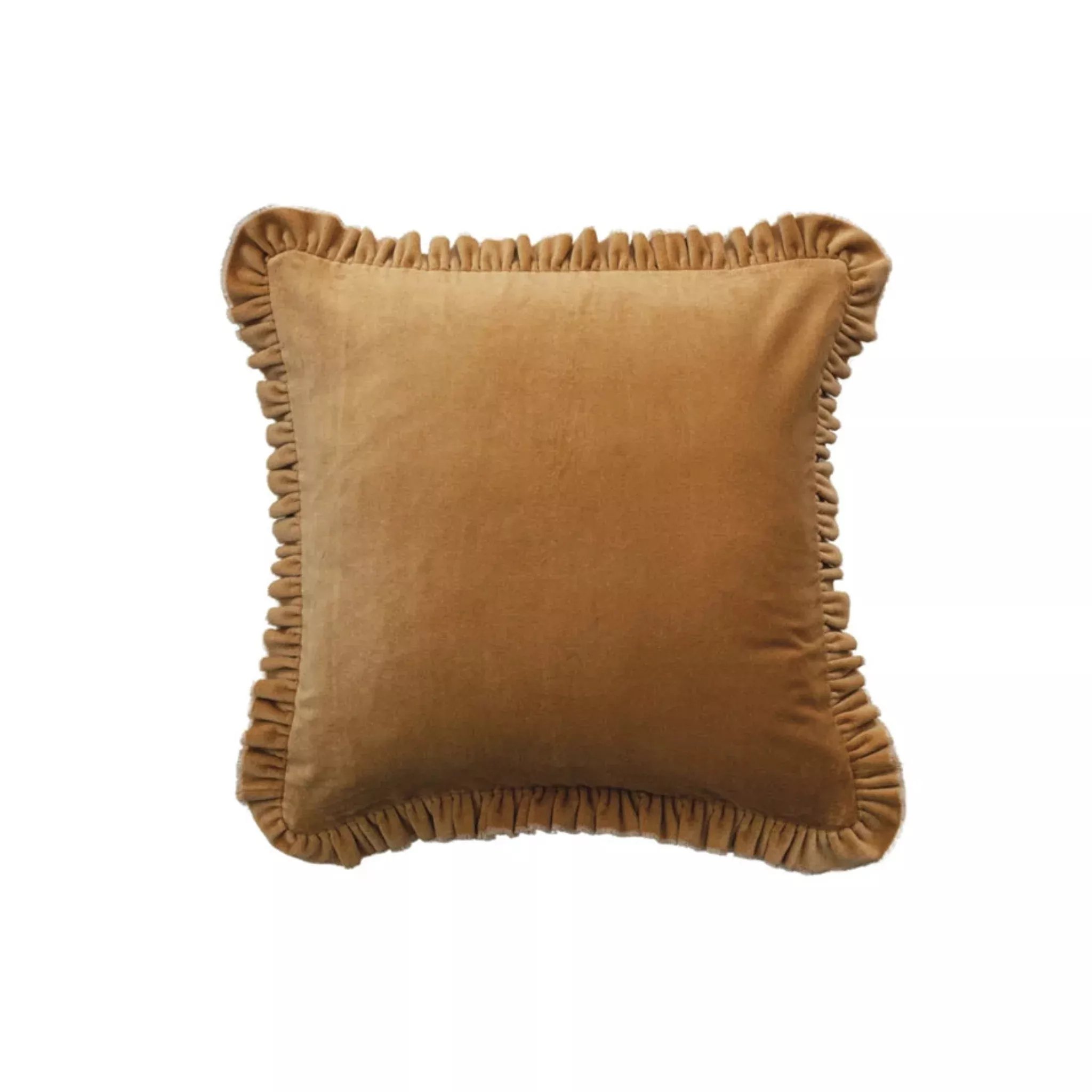 Mustard Velvet Ruffled Pillow