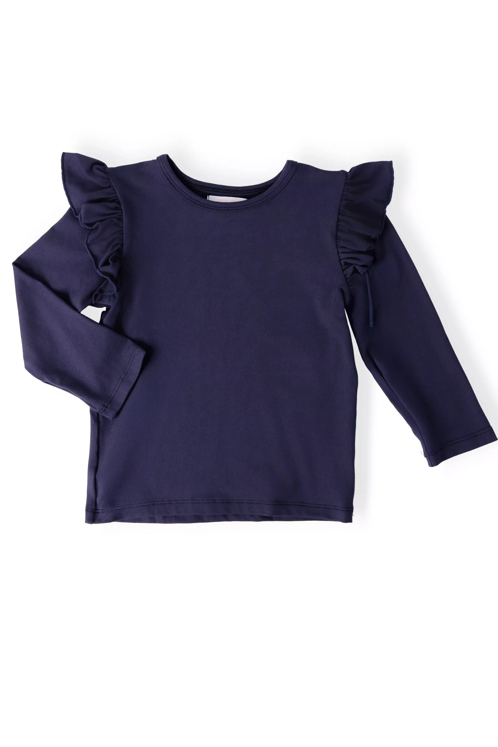 Navy L /S Ruffle Tee