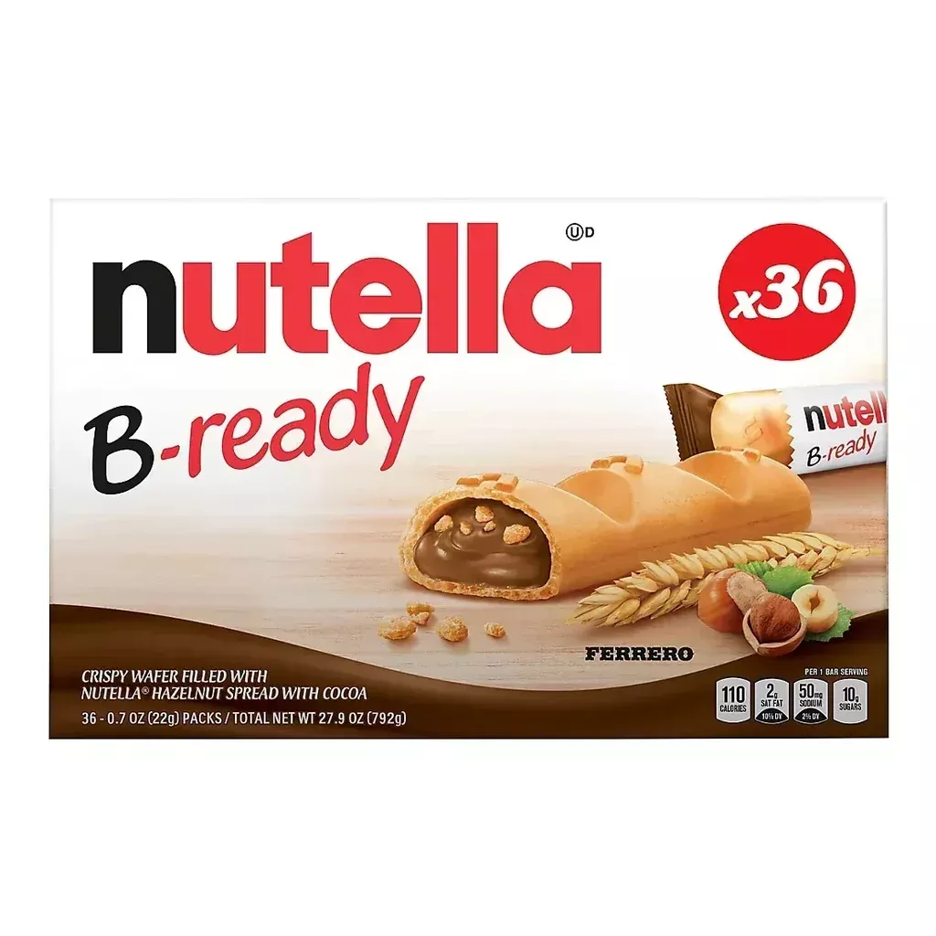 Nutella B-ready Wafer Bars, Hazelnut Spread with Cocoa, Individually Wrapped Snack Bars, 36 ct.