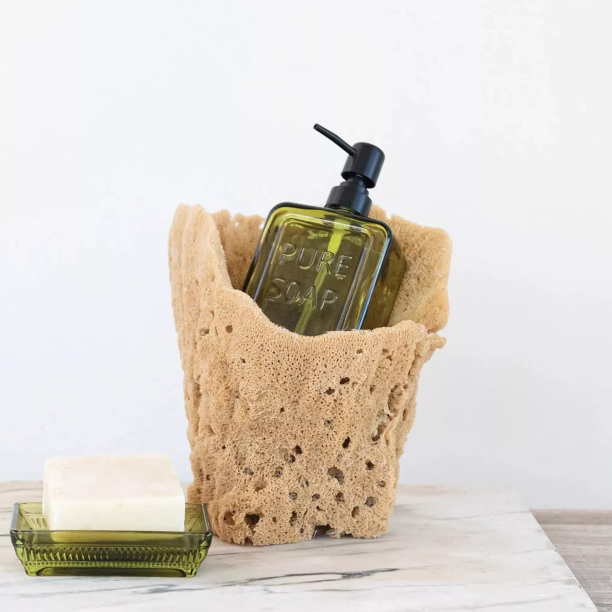 Olive Pressed Glass Soap Dispenser