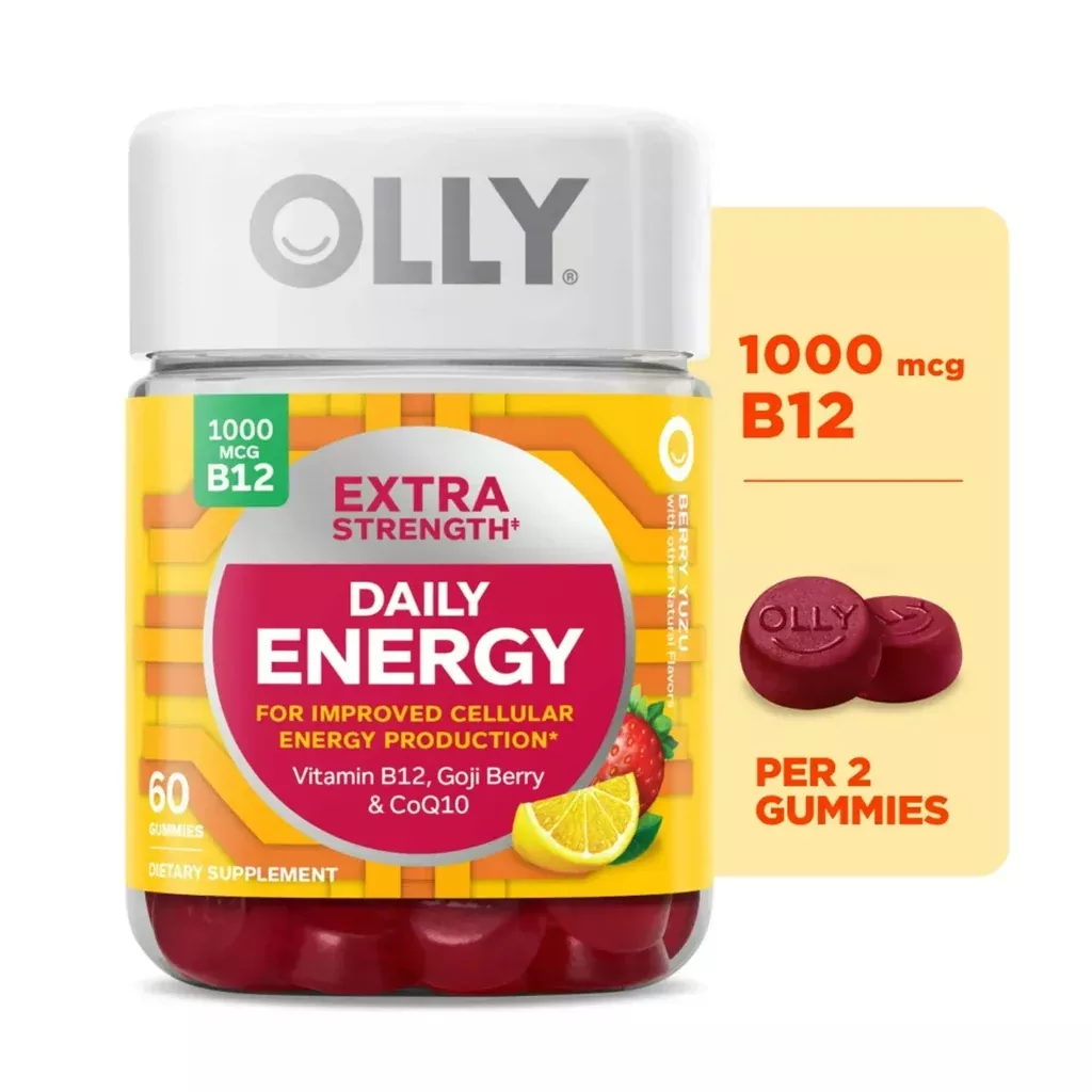 OLLY Extra Strength Daily Energy Gummies – Vitamin B12 1000 mcg – 60 Count