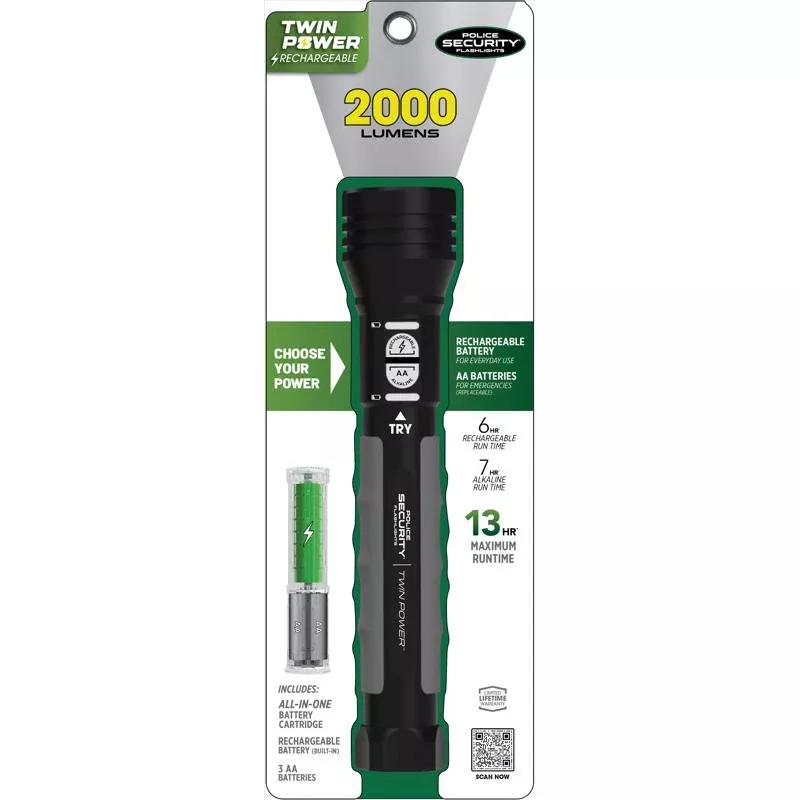Police Security Rechargeable LED Flashlight - 2000 Lumen