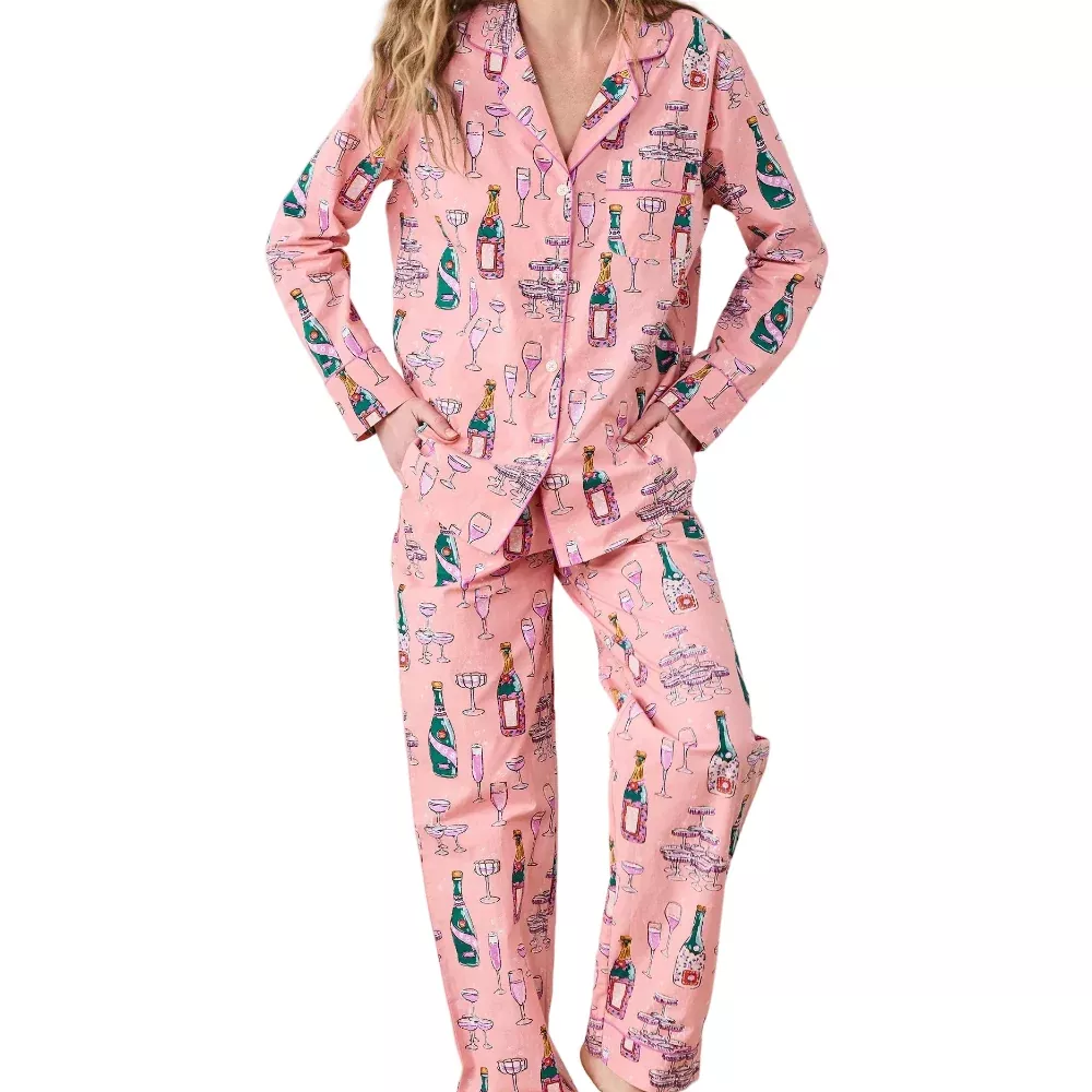 Printfresh Sweet Champagne Tower Long Pajama Set