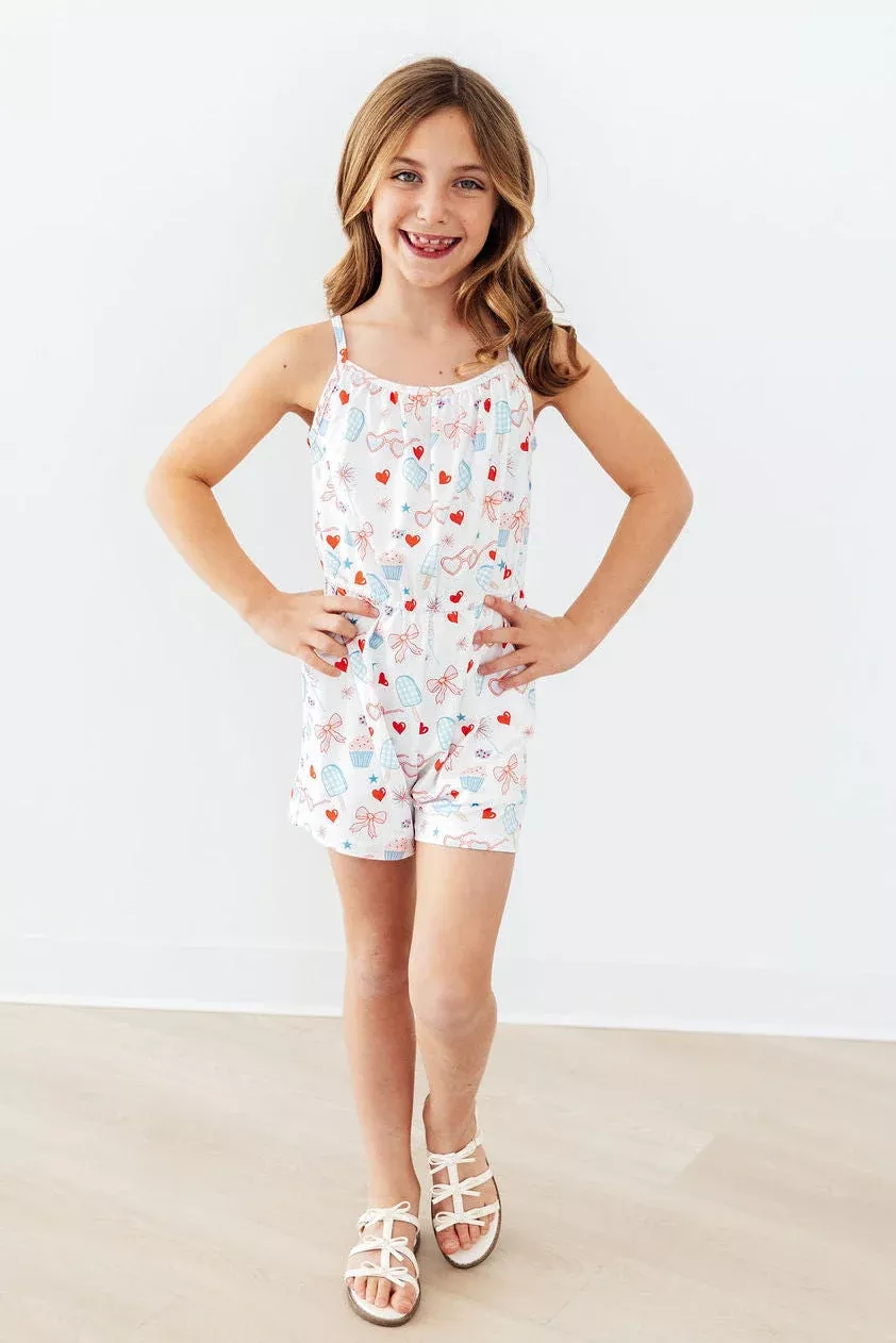 Red, White, & Sweet Strappy Play Romper