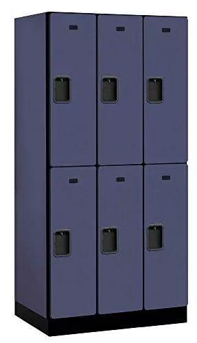 Salsbury Industries 2-Tier Designer Wood Locker with Three Wide Storage Units, 6-Feet High by 18-Inch Deep, Gray
