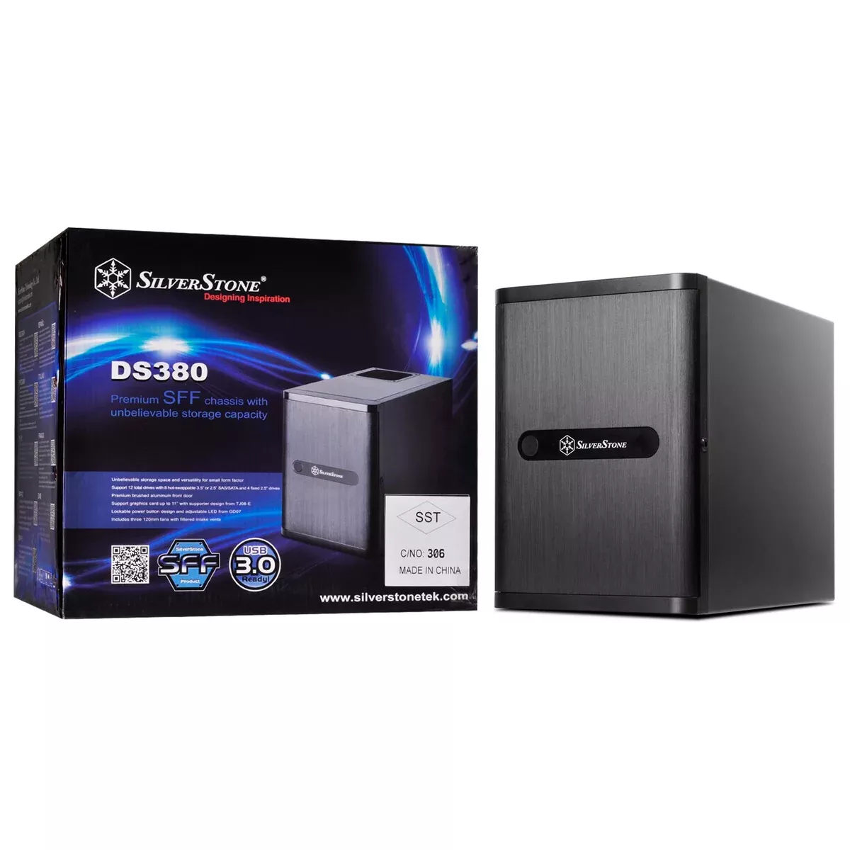SilverStone Technology DS380B Premium Mini-Itx/DTX Small Form Factor NAS Computer Case, Black Newest Version DS380B-x