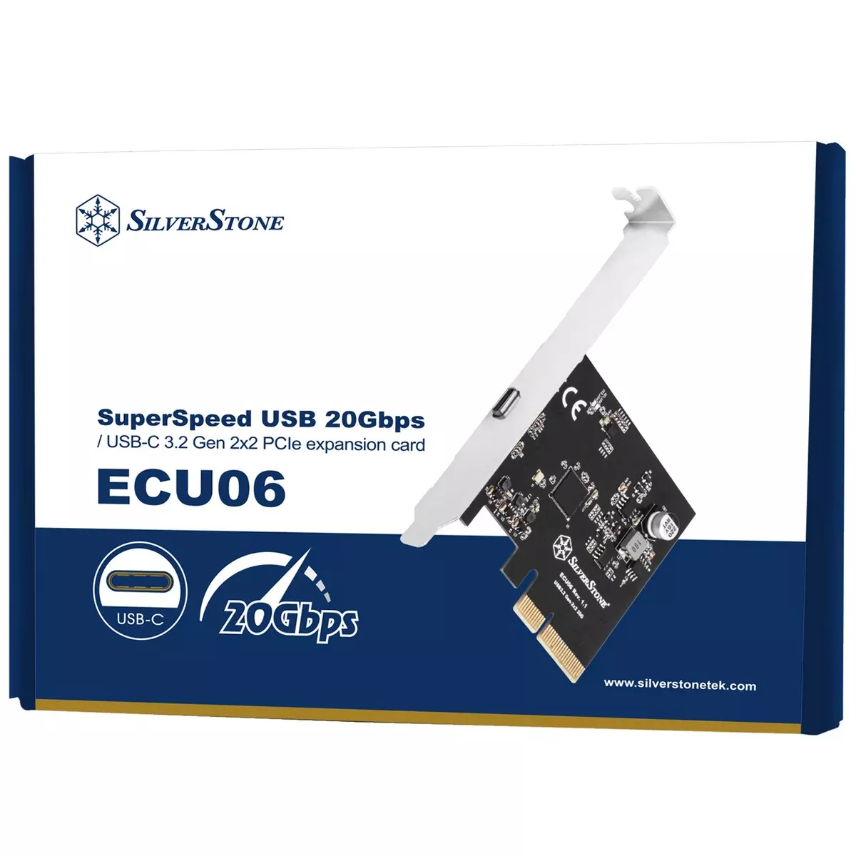 SilverStone Technology ECU06, SuperSpeed USB 20Gbps/USB-C 3.2 Gen 2x2 PCIe Expansion Card, SST-ECU06, TAA Compliant