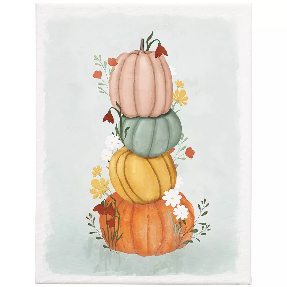 Sincere Surroundings Pumpkin Stack Canvas-Wrap Sign - 9" x 12"