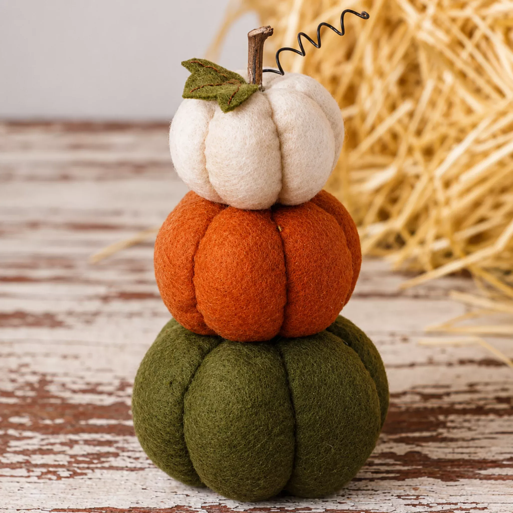 Stacked Felt Pumpkins