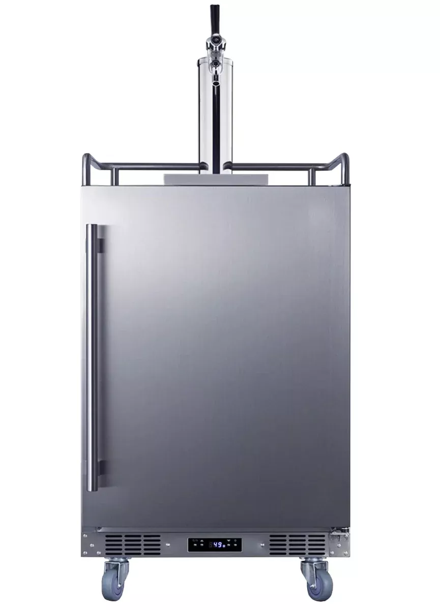 Summit Appliance BC74OSCOM 24" Wide Built-in Outdoor Commercial Beer Kegerator, Weatherproof, 5.6 cu.ft. Interior, Taplock, Commercial Tap Kit, Digital Thermostat, Pro Style Handle, Automatic Defrost