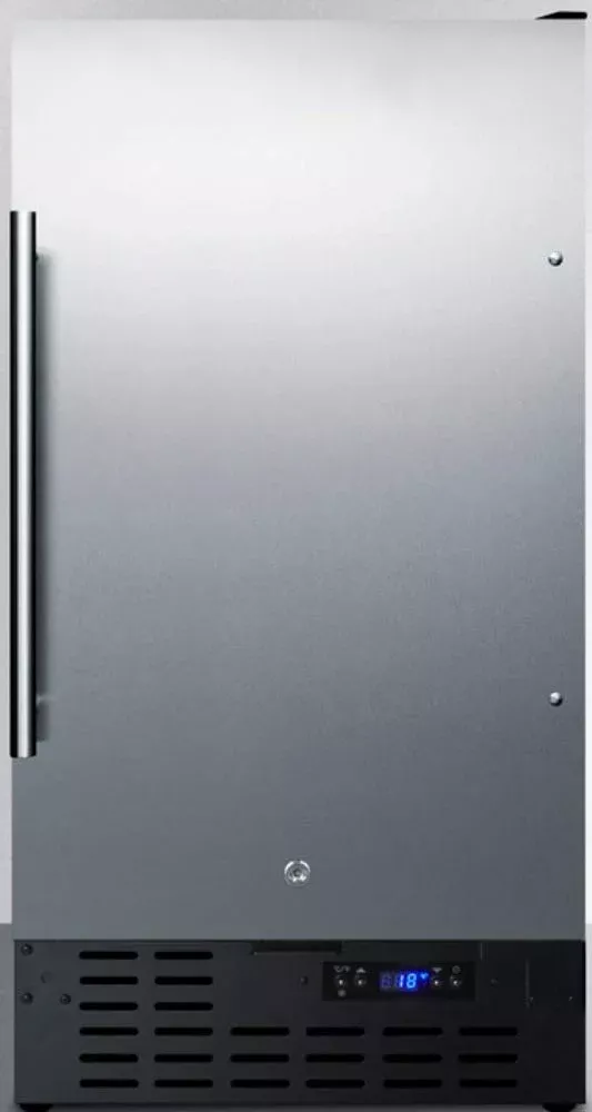 Summit Appliance FF1843BSSADA ADA Compliant 18" Wide Built-in Undercounter All-refrigerator with Stainless Steel Door, Black Cabinet, Digital Thermostat, Automatic Defrost and Front Lock