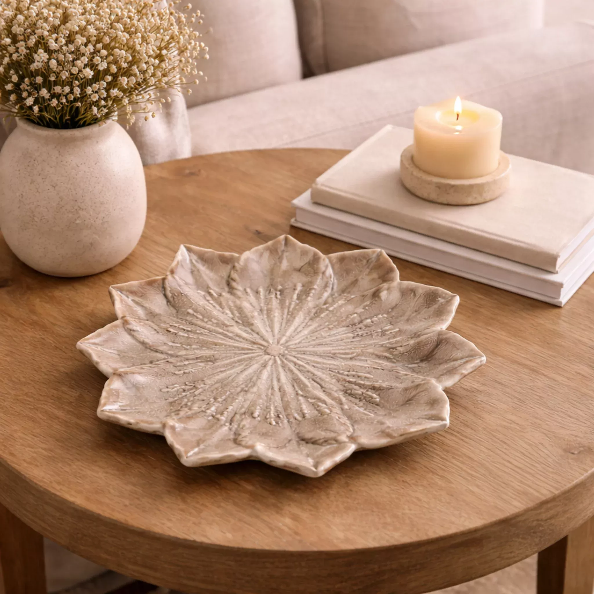Tan Flower Accent Plate