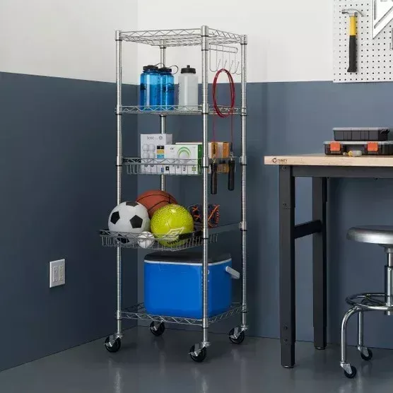 TRINITY EcoStorage 5-Tier NSF Rack w/ Sliding Pull-Out Baskets & Wheels