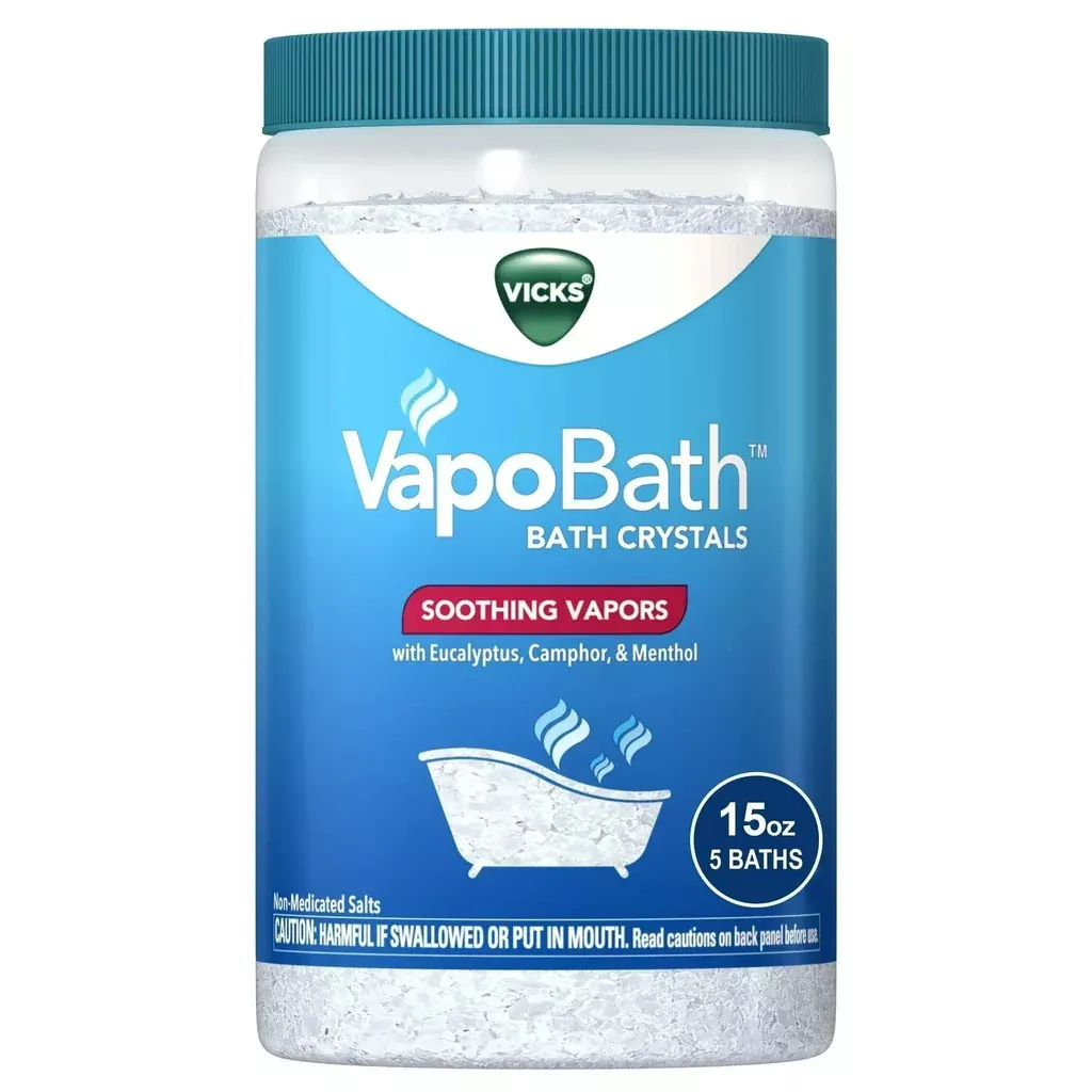 Vicks VapoBath Crystals Non-Medicated Bath Salts with Vicks Vapors, Aromatherapy, 15 oz